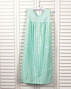 Plissé Gingham Sleeveless Lounge Dress