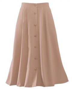 Button Front Pleated Skirt