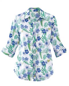 Tropical Print Poplin Blouse