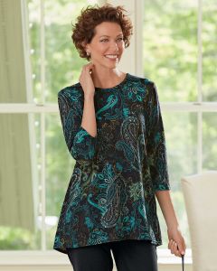 Paisley Crossover Back Knit Top