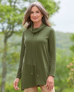 UltraSofts Drawstring Cowl Neck Tunic