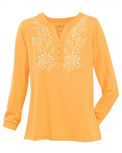 UltraSofts Long-Sleeve Embroidered Henley