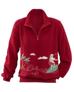 Surfing Santa Half-Zip Mock