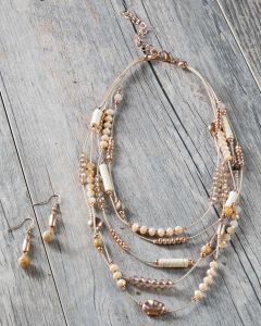 Layered Necklace with Earrings