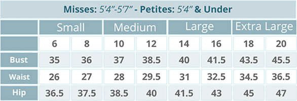 Misses and Petites Size Guide