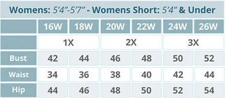 Womens and Womens Short Size Guide